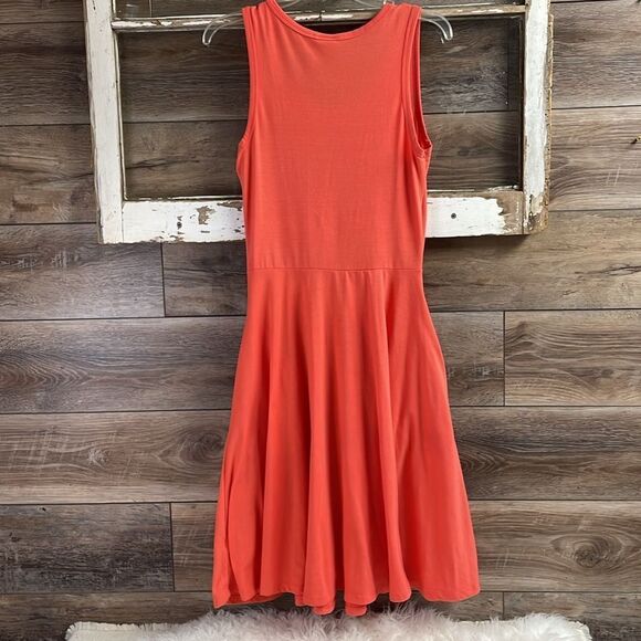 Lularoe XL Nicki Sleeveless Dress Solid Peach Coral Pockets Cotton Size Small - Picture 6 of 10
